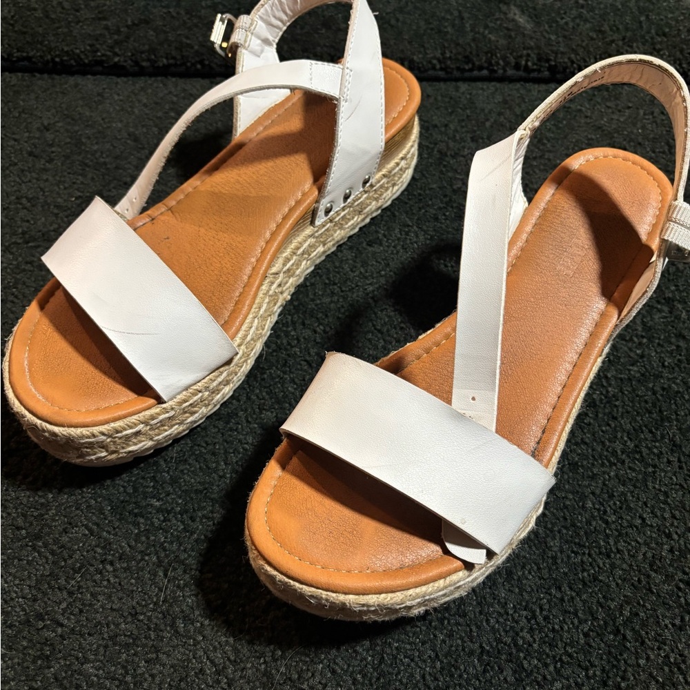 Melissa White and Tan Wedge Sandals